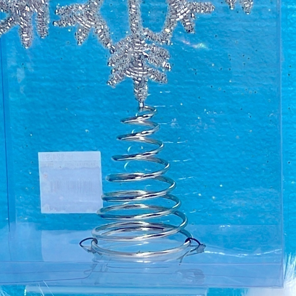 Ashland Christmas Holiday Silver Beaded Snowflake Tree Topper 10” Rhinestone New - Picture 4 of 14